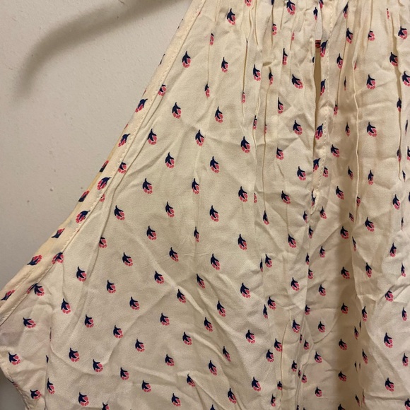 H&M Divided Womens Boho Halter Tank Top Size 10 Ivory Pink Blue Print Lace Trim - Picture 6 of 6